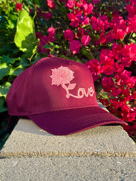 Swis "I Love" 5 Panel Snap Back (Burgundy)