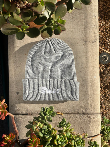 Swis Flower Waffle Knit Beanie (Grey)