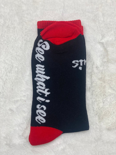 Black and Red Swis Socks ( Original Swis Flower)