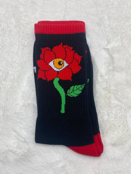 Black and Red Swis Socks ( Original Swis Flower)