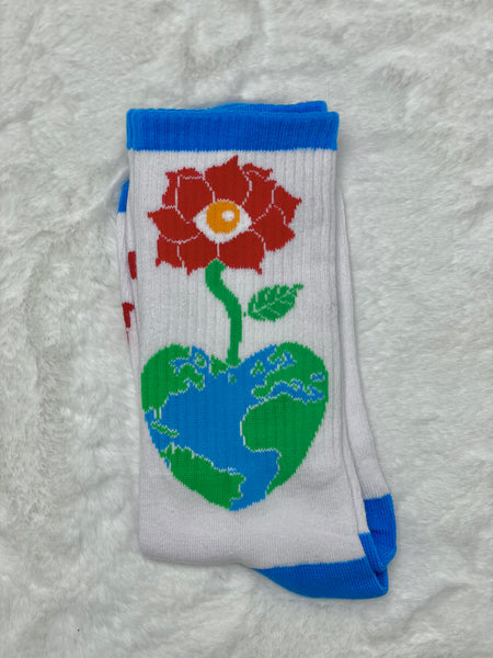 White and Blue Swis Socks (The Love That We Grow vs The Love We Grow From)