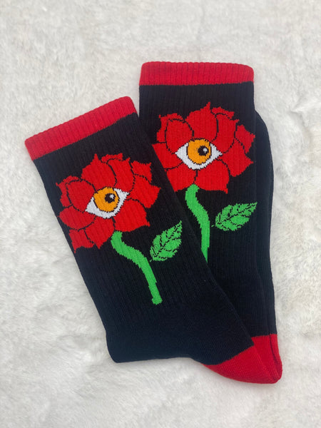 Black and Red Swis Socks ( Original Swis Flower)