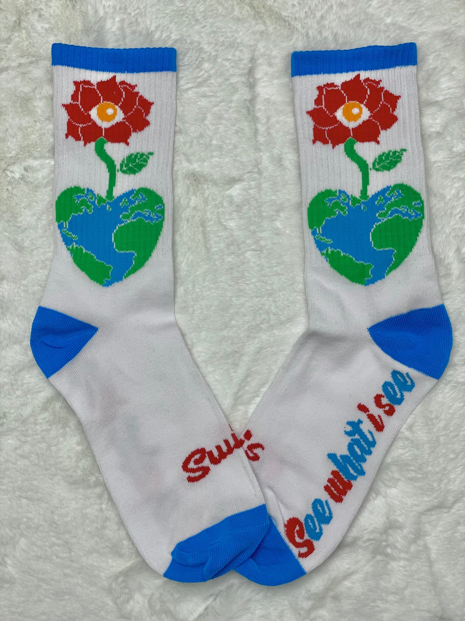 White and Blue Swis Socks (The Love That We Grow vs The Love We Grow From)