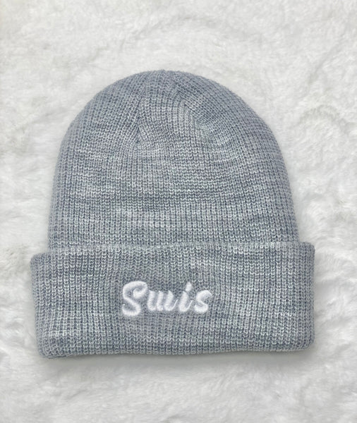 Swis Waffle Knit Beanie (Grey)